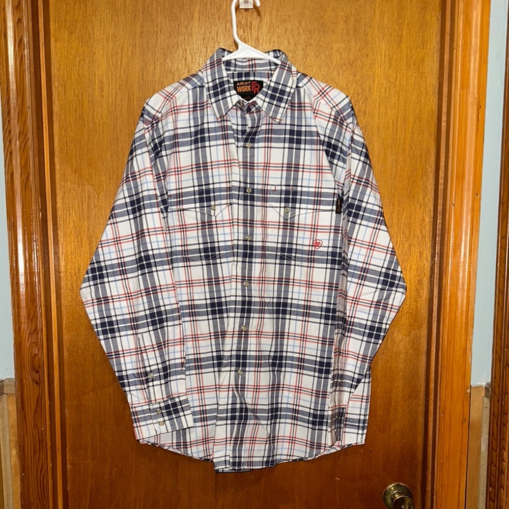 Ariat Casual Button Down Shirt in Blue and Red